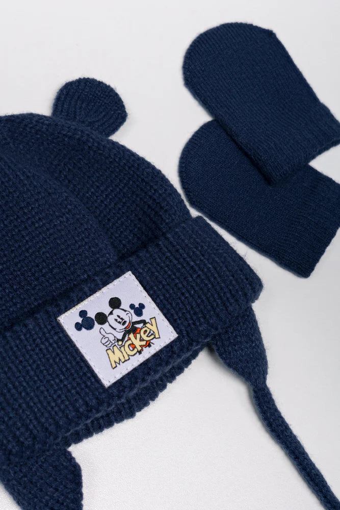 Mickey Mouse muts en wanten set marineblauw