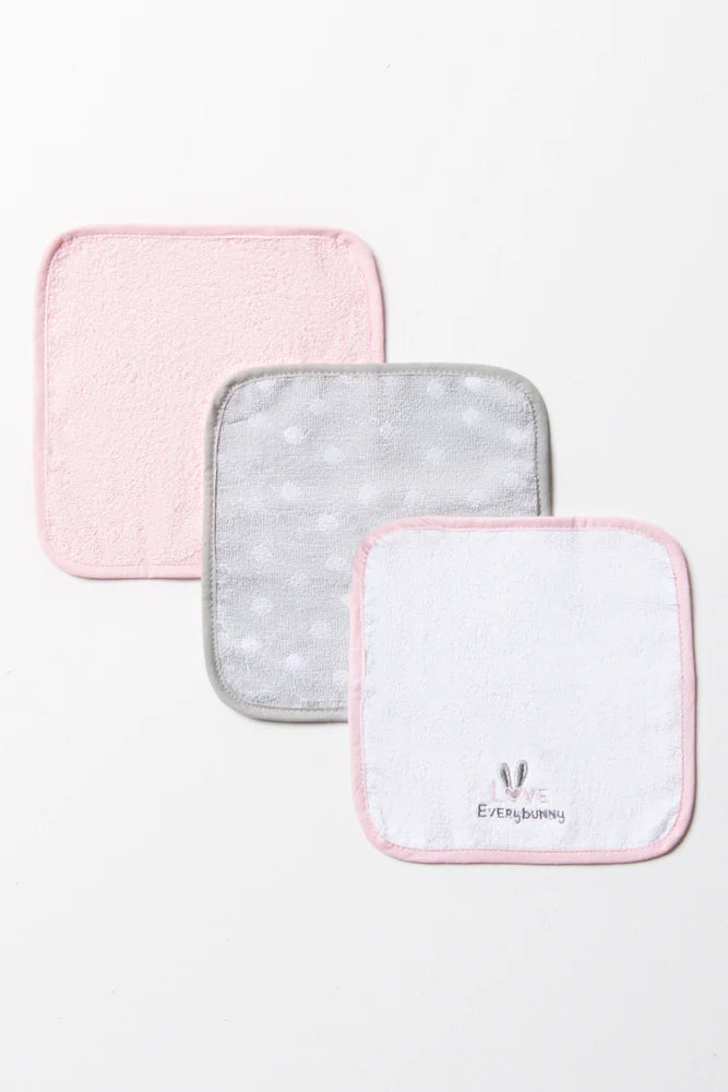 3-pack Bunny Washandjes Roze