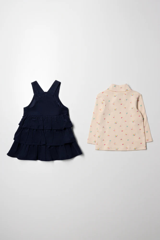 Tiered Pinafore Set Navy