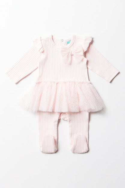 Rib Occasion Babygrow Pink
