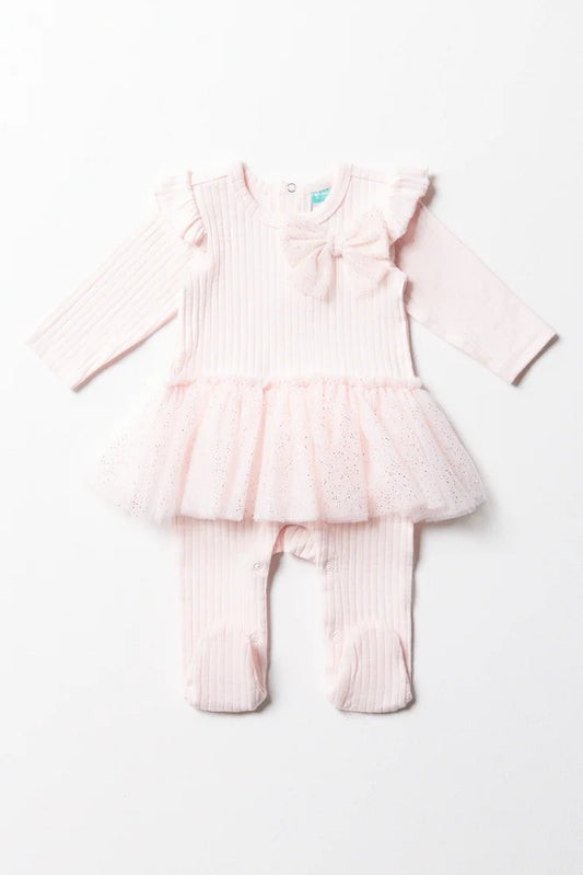 Rib Occasion Babygrow Pink