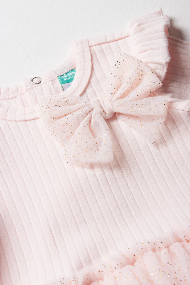 Rib Occasion Babygrow Pink