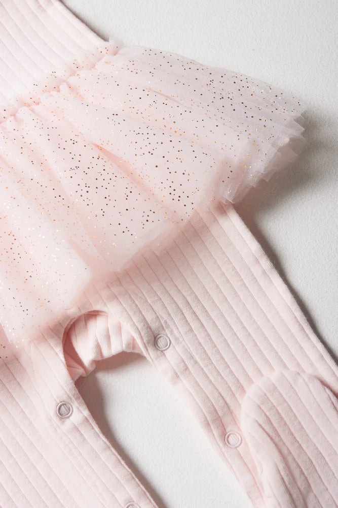 Rib Occasion Babygrow Pink