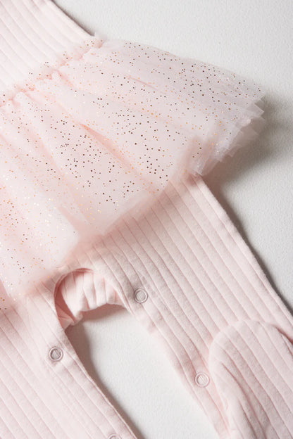 Rib Occasion Babygrow Pink