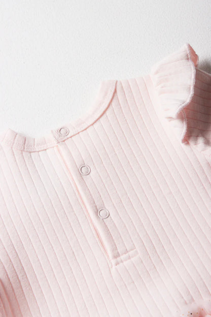 Rib Occasion Babygrow Pink