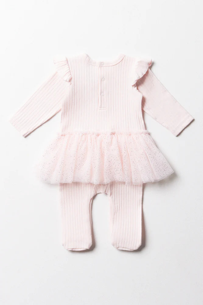 Rib Occasion Babygrow Pink