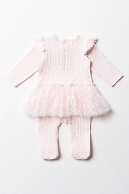 Rib Occasion Babygrow Pink
