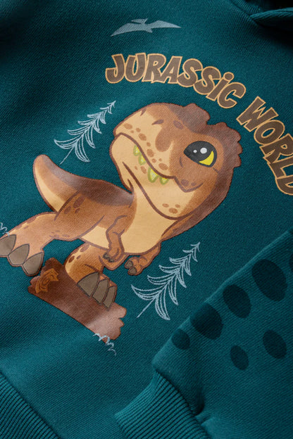 Bluza z kapturem Jurassic World w kolorze niebiesko-zielonym