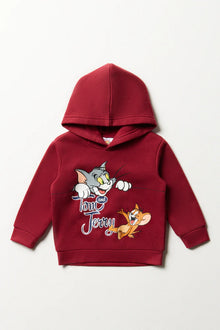 Bluza z kapturem Tom i Jerry Bordo-Czerwona