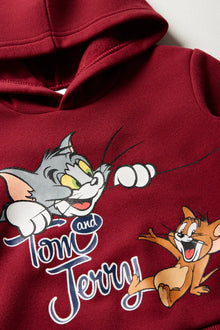 Bluza z kapturem Tom i Jerry Bordo-Czerwona