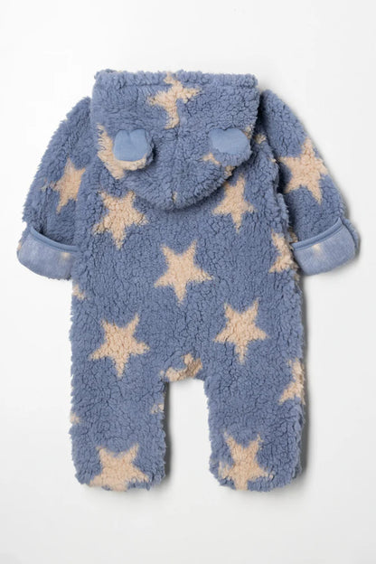 Star Sherpa Babygrow Blue