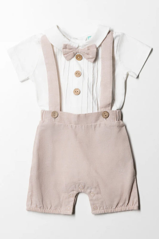 Woven Occassion Dungaree Boy Natural