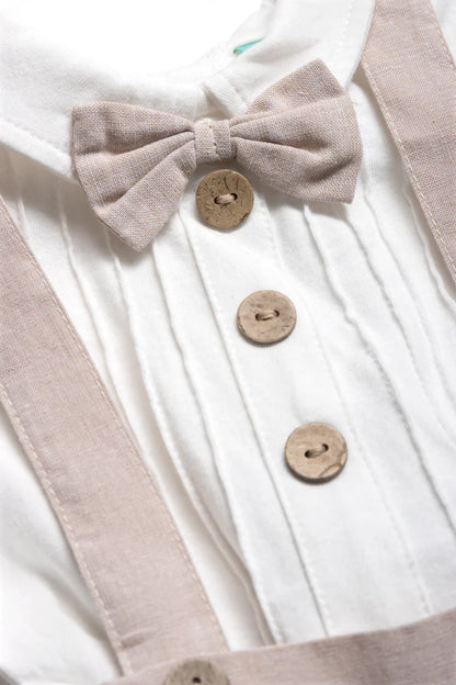 Woven Occassion Dungaree Boy Natural