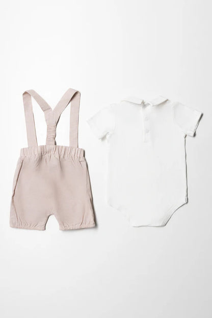 Woven Occassion Dungaree Boy Natural