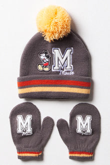 Mickey Mouse Muts & Wanten Set Donkergrijs