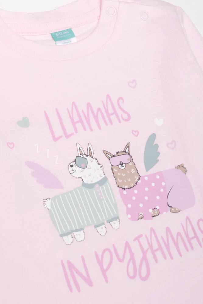 2-pack pyjama met lange mouwen, roze en wit