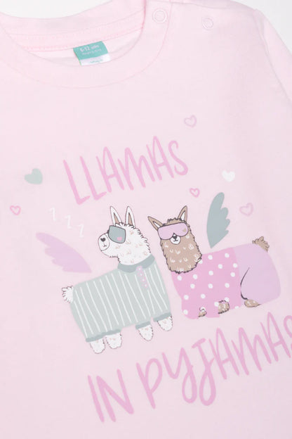 2-pack pyjama met lange mouwen, roze en wit