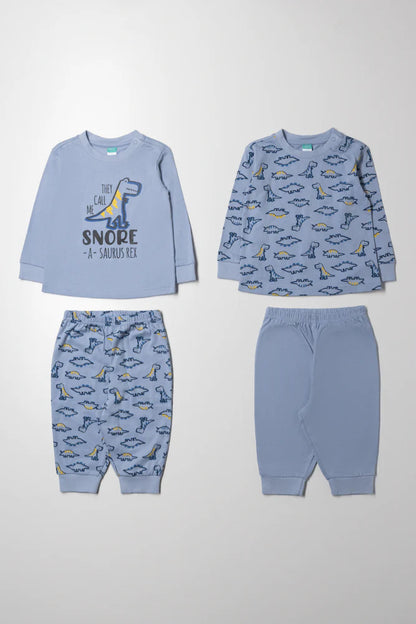 2-pack Dino pyjamaset blauw