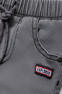 Biker Styled Denim Grijs
