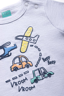 Car 3 Piece Set Boy Grey Mélange & Blue