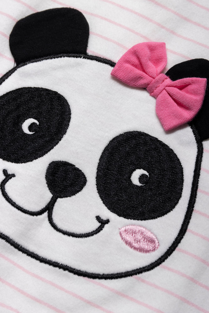 Panda Footless Babygrow Girl Pink