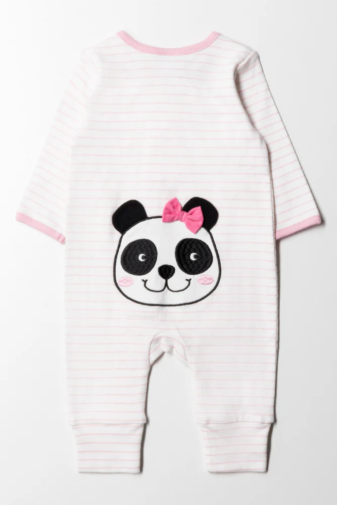 Panda Footless Babygrow Girl Pink