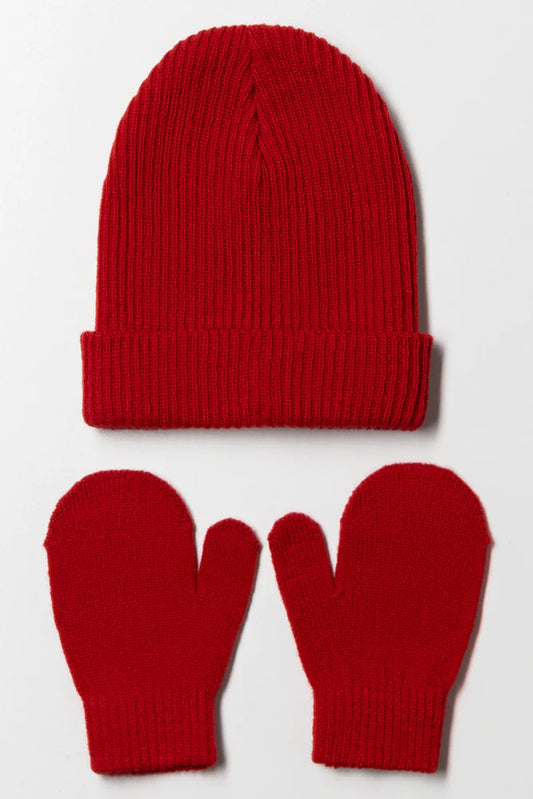2 Piece Hat Set Red