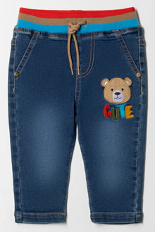 Ribbeltaille denim jeans blauw
