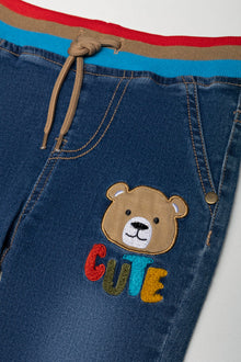 Ribbeltaille denim jeans blauw