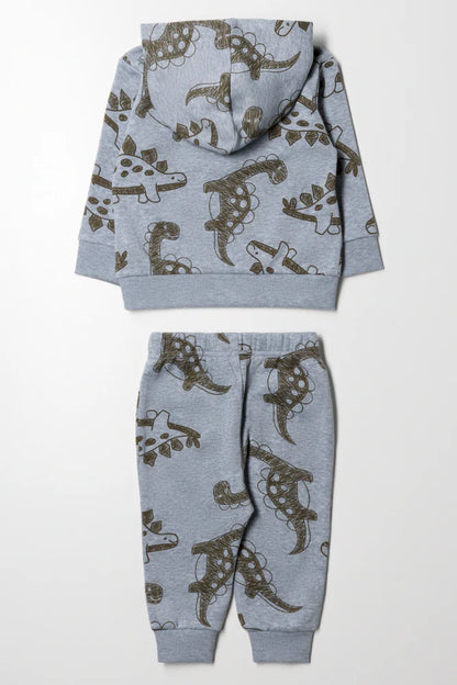 Hooded Dinosaur Tracksuit Grey