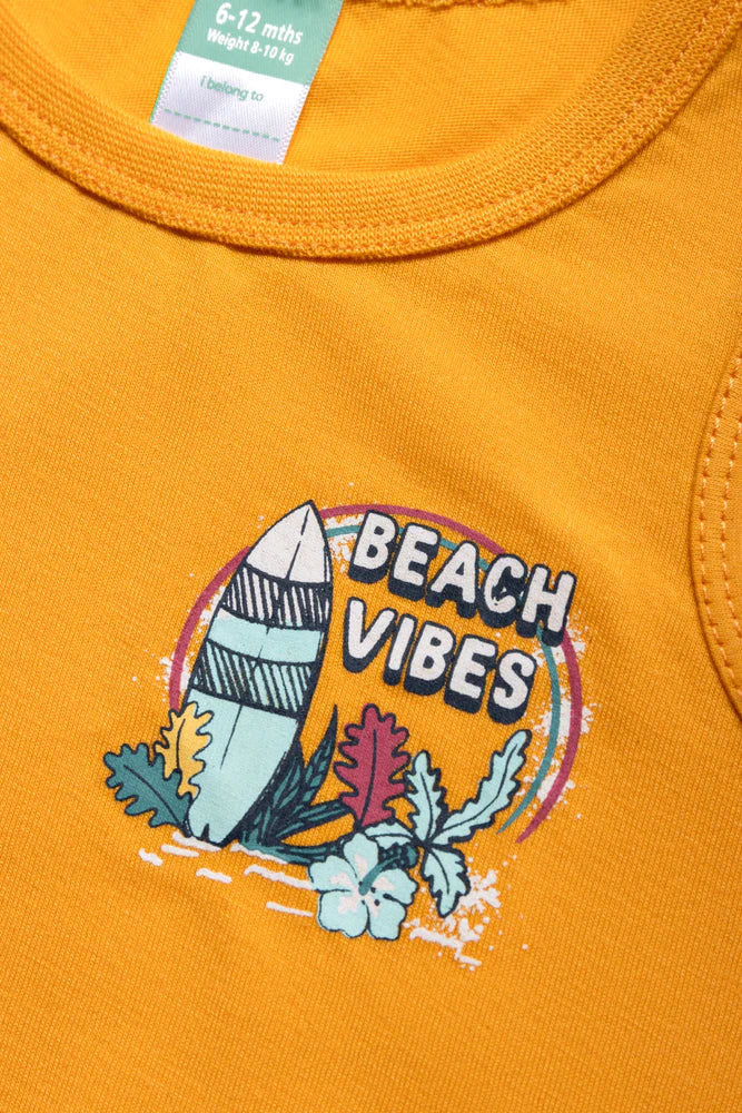 Zestaw 2 żółtych koszulek bez rękawów do surfingu
