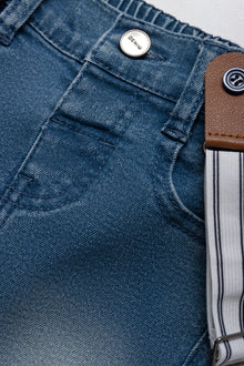 Skinny denim jeans met bretels blauw