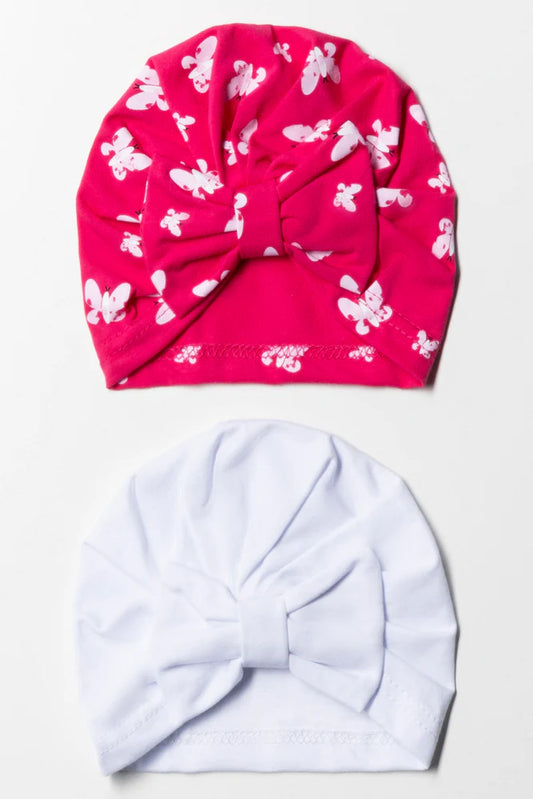 2-pack tulbanden wit en roze