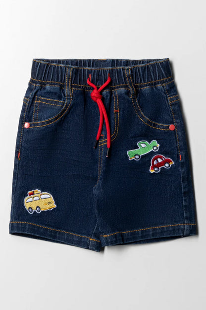 Badge Denim Short Blue