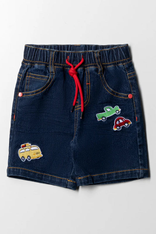 Badge Denim Short Blue