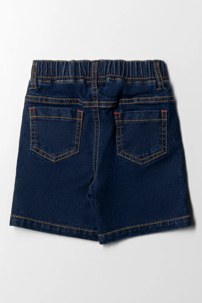 Badge Denim Short Blue