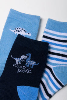 Dino Stripe Sokken Blauw