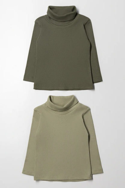 2-pack geribbelde poloshirts groen