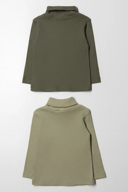 2-pack geribbelde poloshirts groen