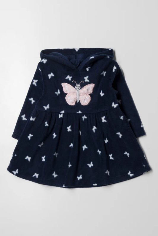 Jurk met capuchon, marineblauw