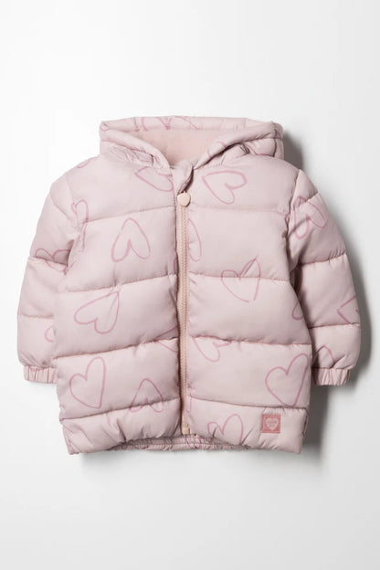 Gewatteerd jack met capuchon, roze