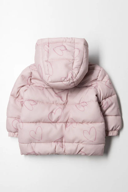 Gewatteerd jack met capuchon, roze