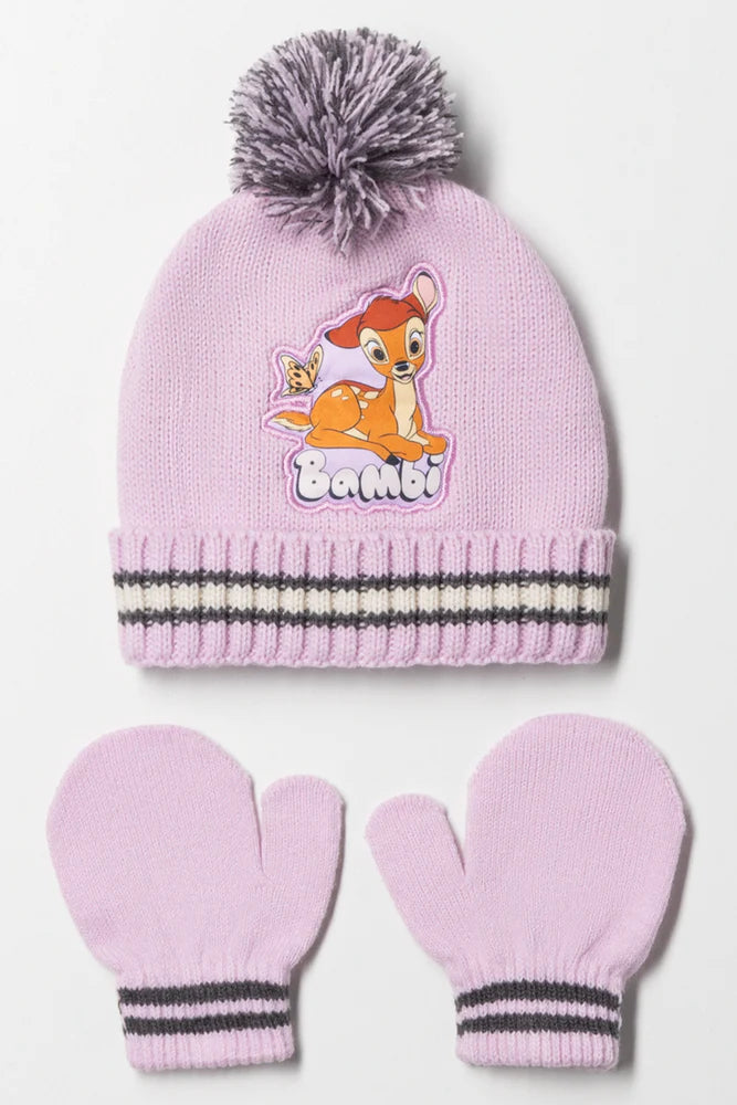 Zestaw czapka i rękawiczki Bambi fioletowy