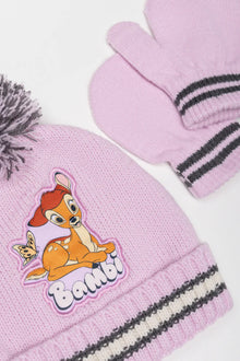 Zestaw czapka i rękawiczki Bambi fioletowy