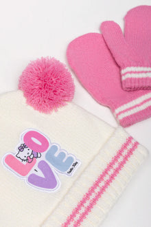 Zestaw czapeczek Hello Kitty 2-częściowy w kolorze różowo-białym