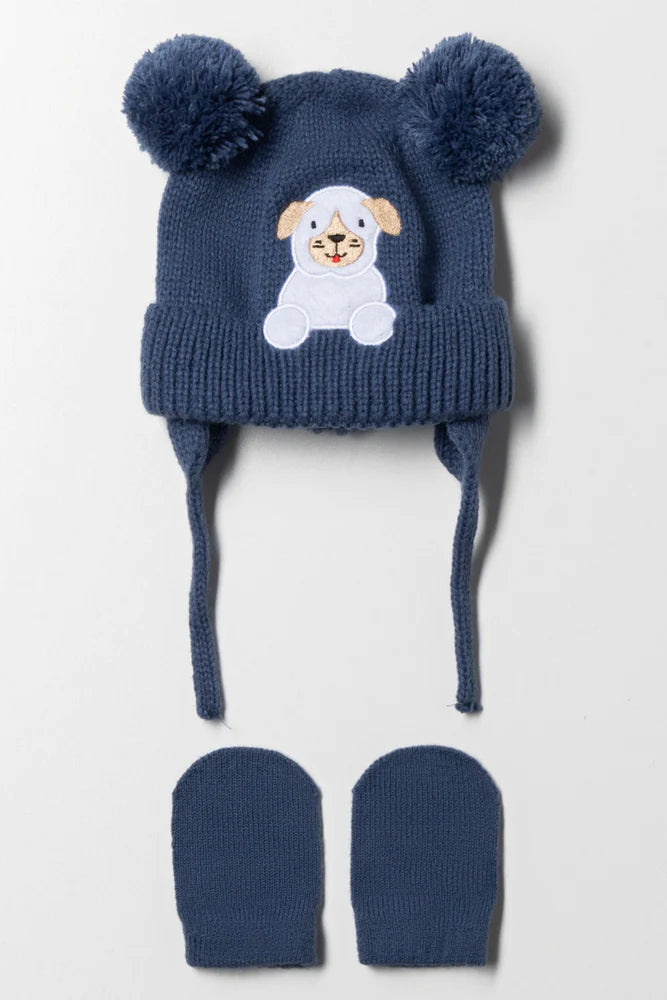 Puppy muts en wanten set marineblauw