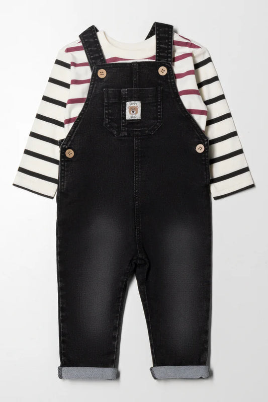 Denim tuinbroekset zwart