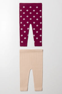 2-pack kabelleggings rood en natuurlijk