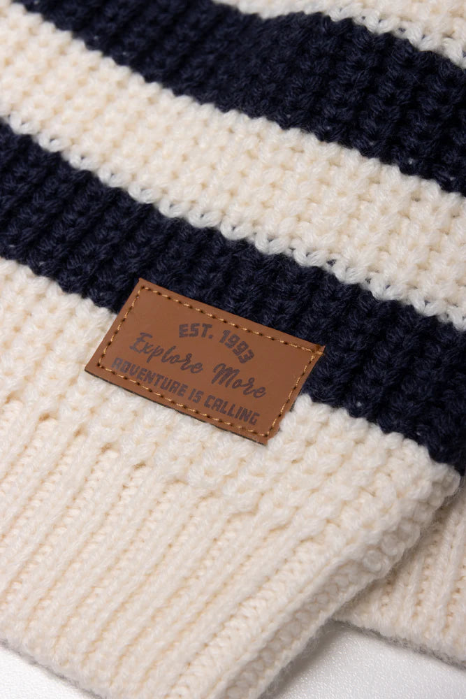 Gestreepte ronde hals jersey crème
