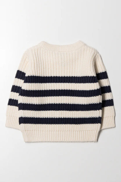 Gestreepte ronde hals jersey crème